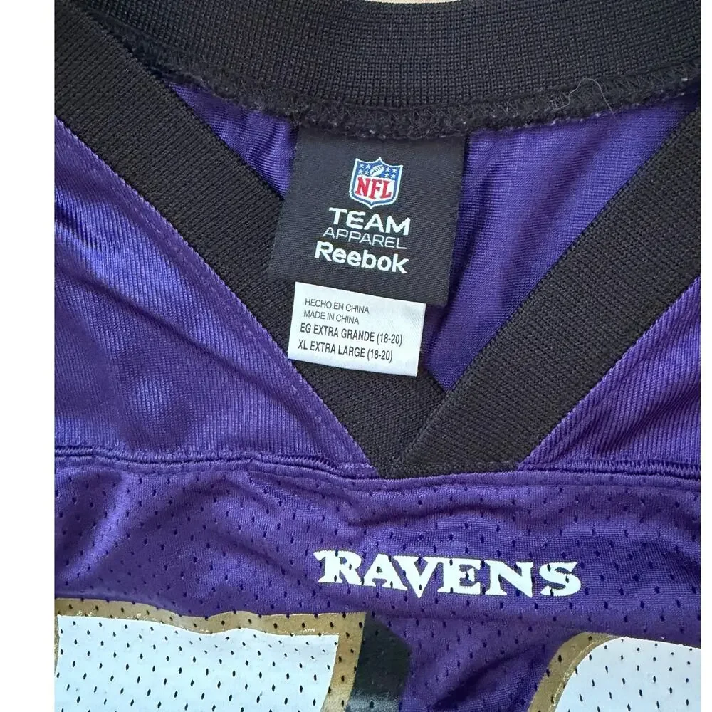 Vintage Reebok Baltimore Ravens Ray Lewis #52 Purple Youth XL 18-20 NFL Jersey